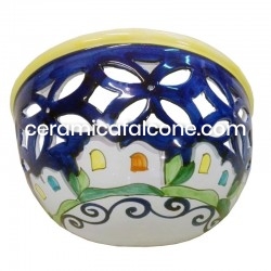 Openwork applique with blu...