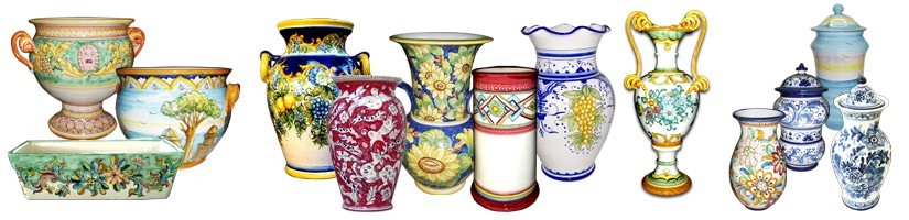 Umbrella stand, cachepot and vases
